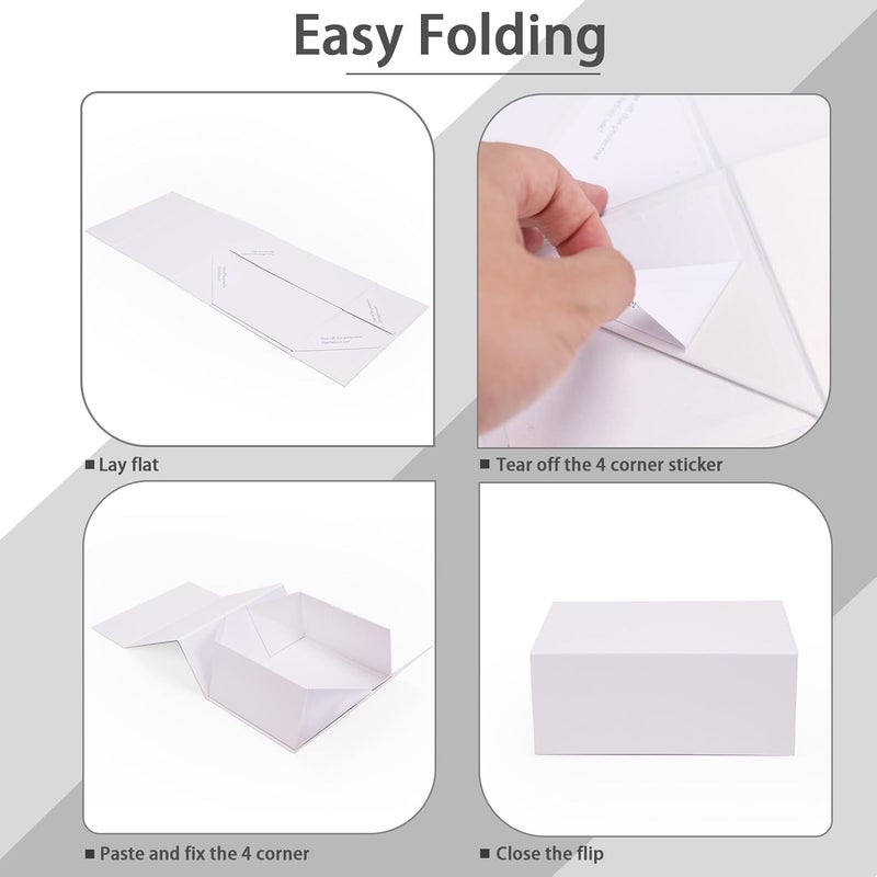 Ditwis 9.5x7x4 Inches Gift Box with Magnetic Closure Lid, White Magnetic Box for Wedding, Groomsmen Bridesmaid Proposal, Birthdays, Mother's Day, 1 Pack - Image 3